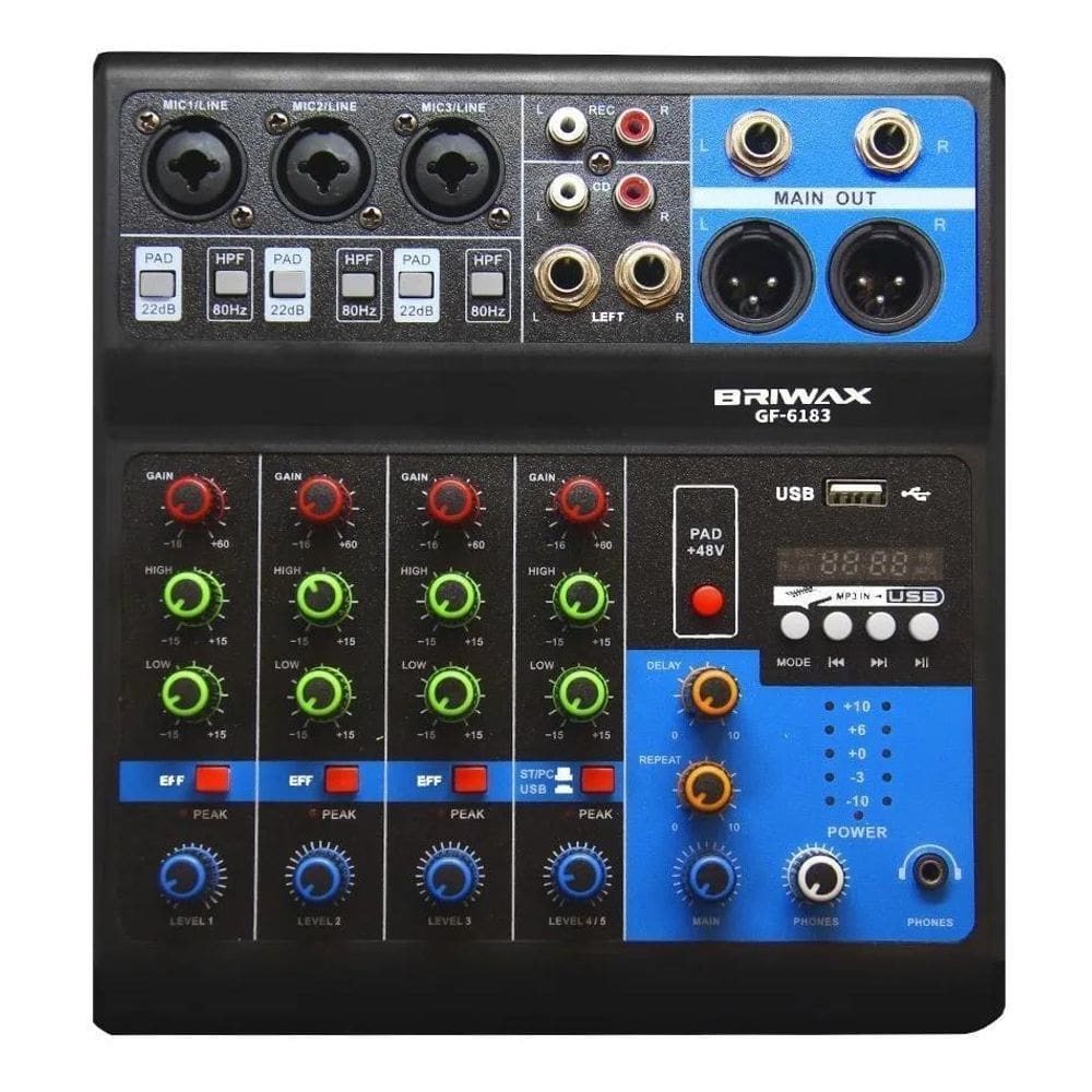 Console Mesa Som Profissional 5 Canais Gravação Computador