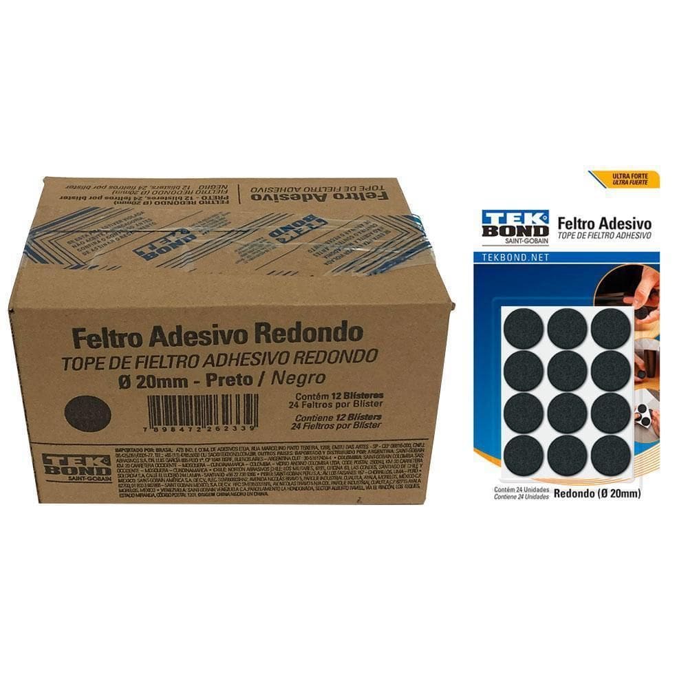 Cx 288 Feltro Protetor Adesivo Pé Sofá Cadeira Mesa Tekbond