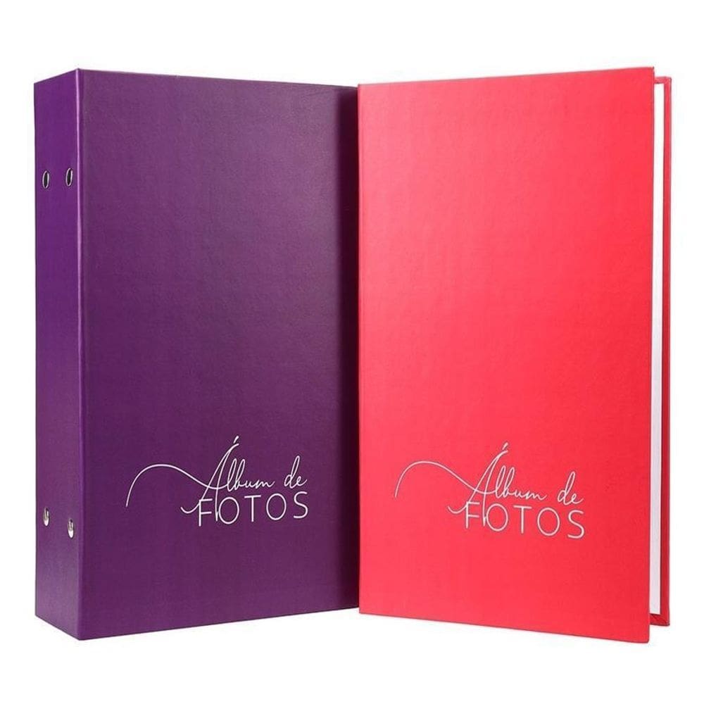 2 Albuns Para 500 Fotos 10X15 Cada Roxo +Vermelho