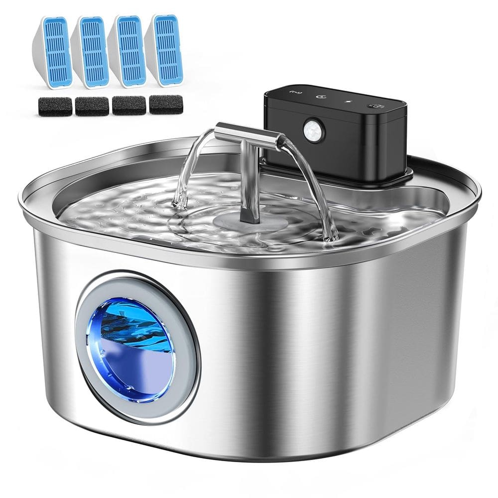 Fonte de água Cat Voluas em aço inoxidável 3.2L sem fio