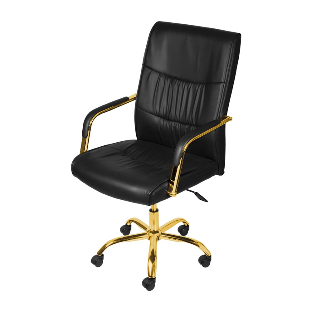 Cadeira Estocolmo Giratória - Preta | Dourado Brilho