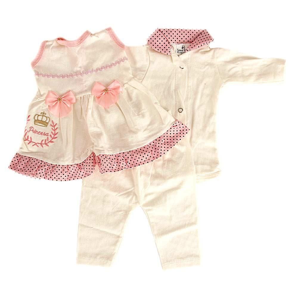 Saída De Maternidade Menina Com Acessórios Princesa Poa Rosa