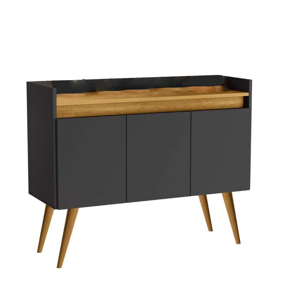 Aparador Luxo 3 Portas Preto Madeirado