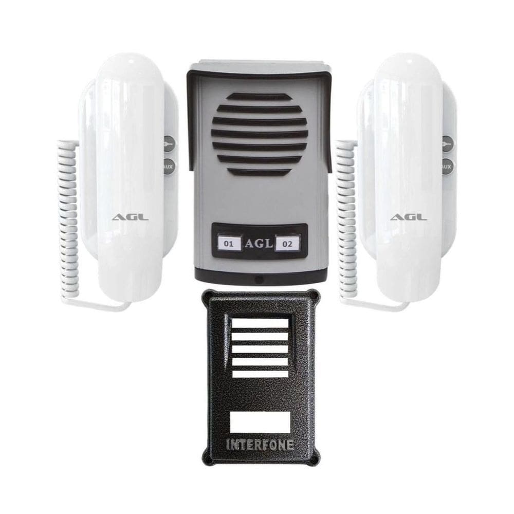 Kit Porteiro Eletrônico Coletivo 2 Ponto + Protetor Agl
