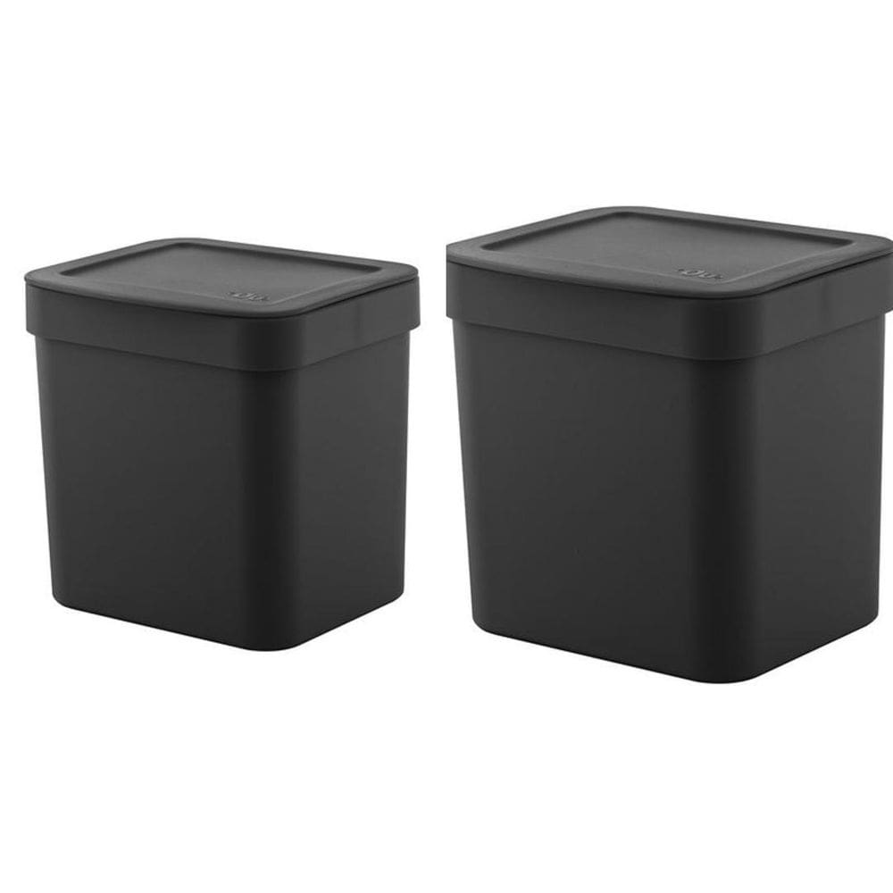 Kit 2 Peças Lixeiras 4,7L E 2,5L Para Bancada Ou - Preto