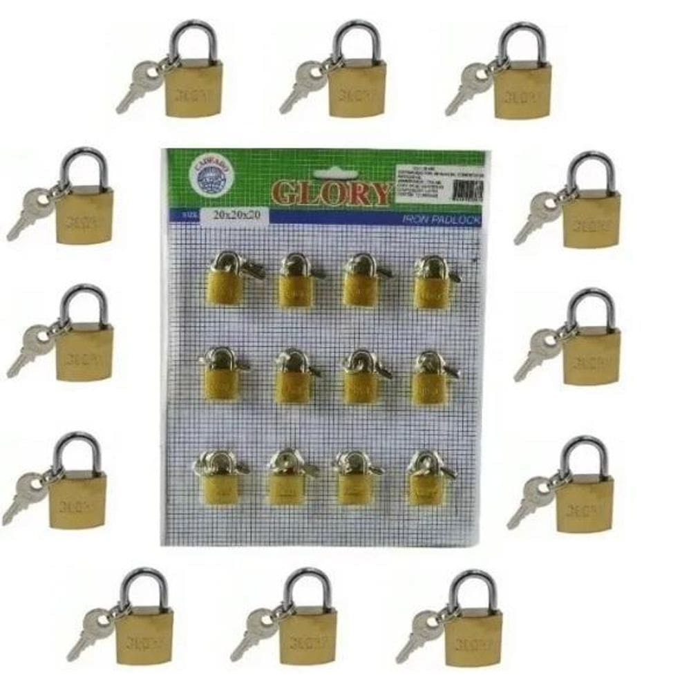 12 Peças Cadeado Pequeno 38Mm Cartela Cadeado Glory