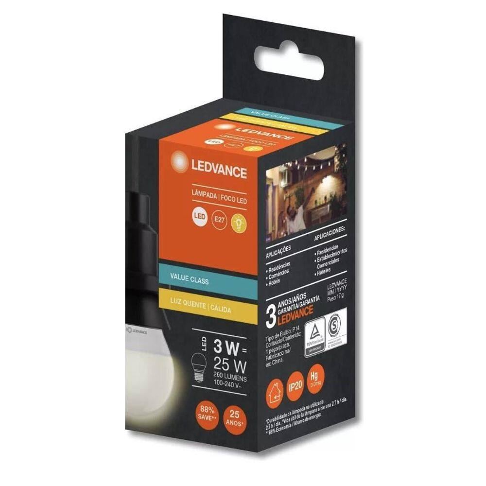 Lâmpada LED Bolinha 3W 2700K Bivolt E27 Osram