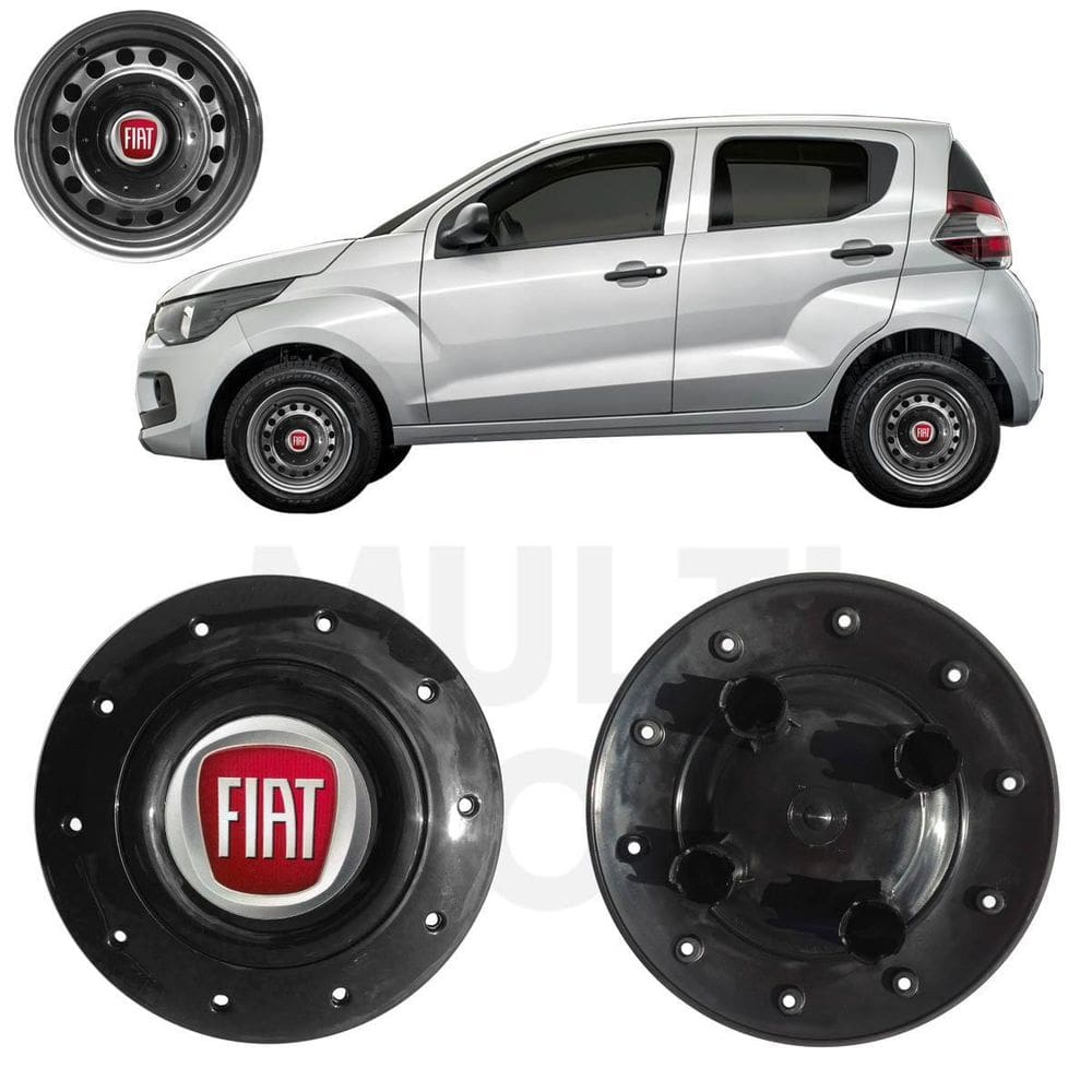 1X Calota Centro Roda Aro 14 Fiat Mobi 2017 A 2022 Preto