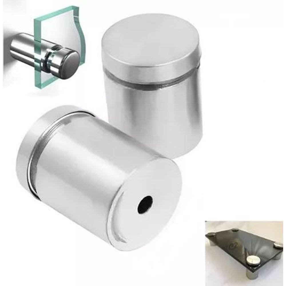 Kit 60Uni Prolongador 25X25M Inox Suporte Vidro Mad, Painel