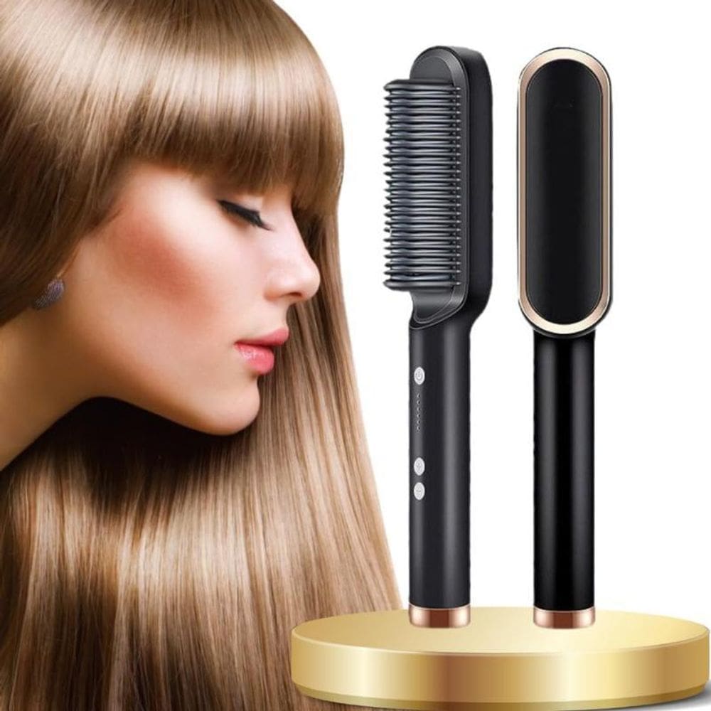 Escova Alisadora Bivolt 5 Em 1 Alisa, Hidrata, Modela,