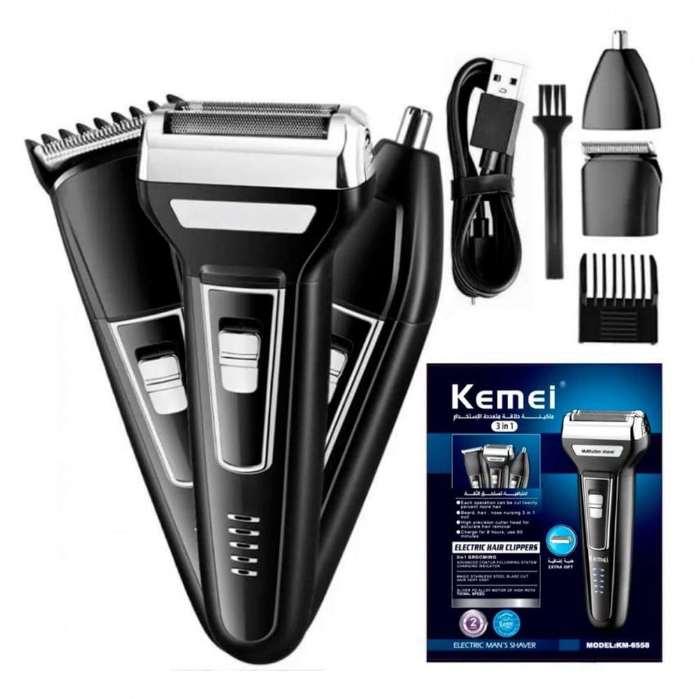 Máquina 3 Em 1 Kemei Para Barbearia Moderna