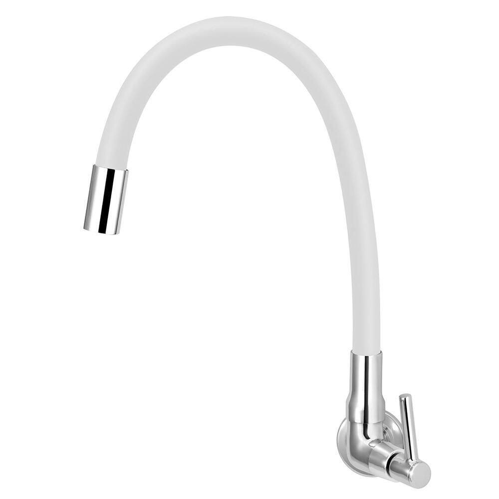 Torneira Cozinha De Parede Tubo Gourmet Flexível Branco