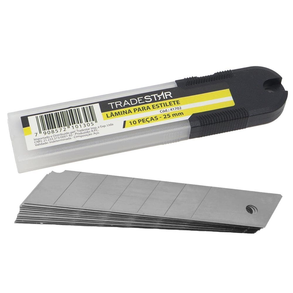 Jogo Refil Lâmina Estilete Largo 25Mm Com 10 Lâminas