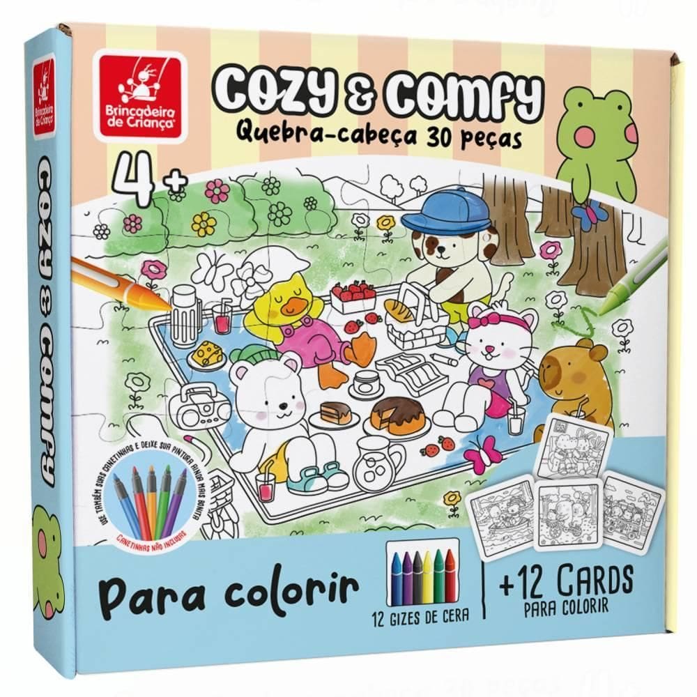 Quebra-Cabeça Colorir Cozy &Amp; Comfy 30 Peças E Brindes
