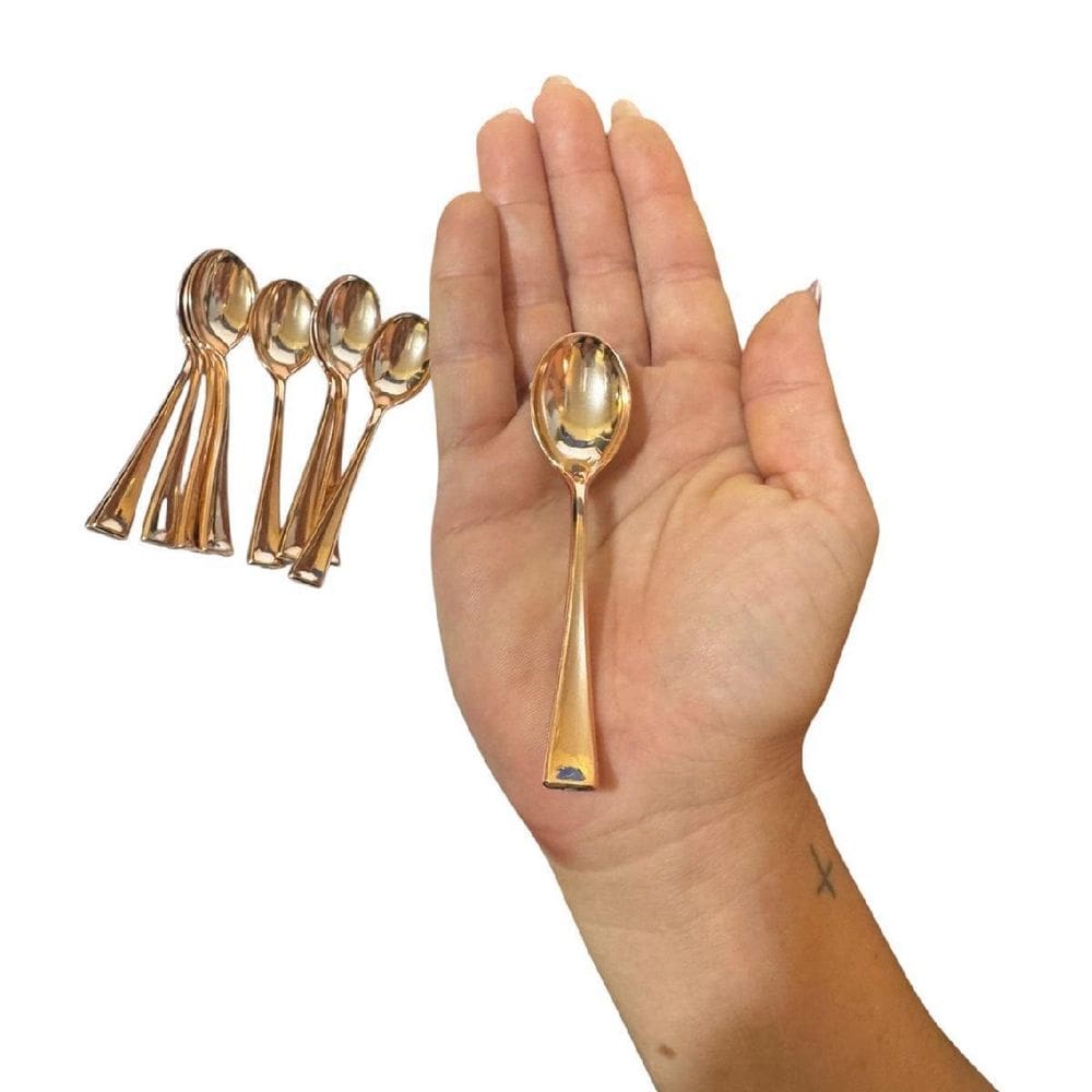 Kit Com 30 Mini Colherzinha Rose Plástico Rigido 10Cm Festa