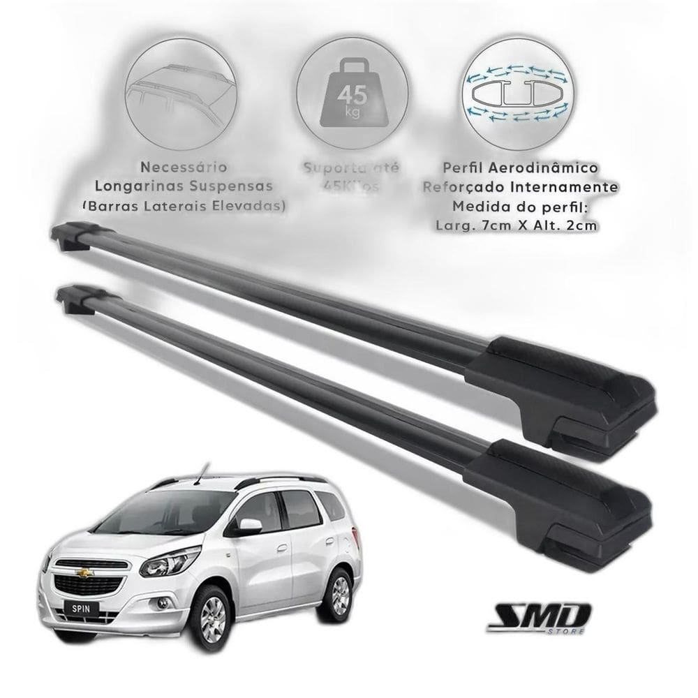 Travessa Teto Larga Aluminio Preto Gm Spin 2012 A 2023 Preto