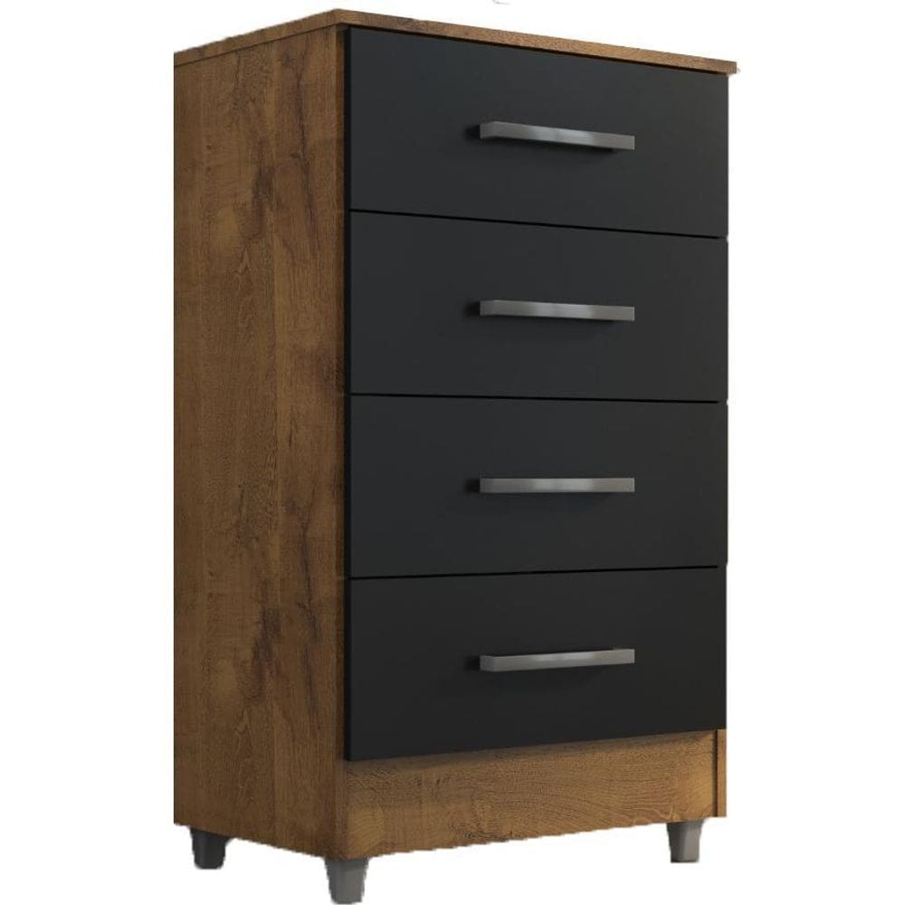 Comoda 4 Gavetas Castanho Onix Flavia Quarta Divisão Moveis
