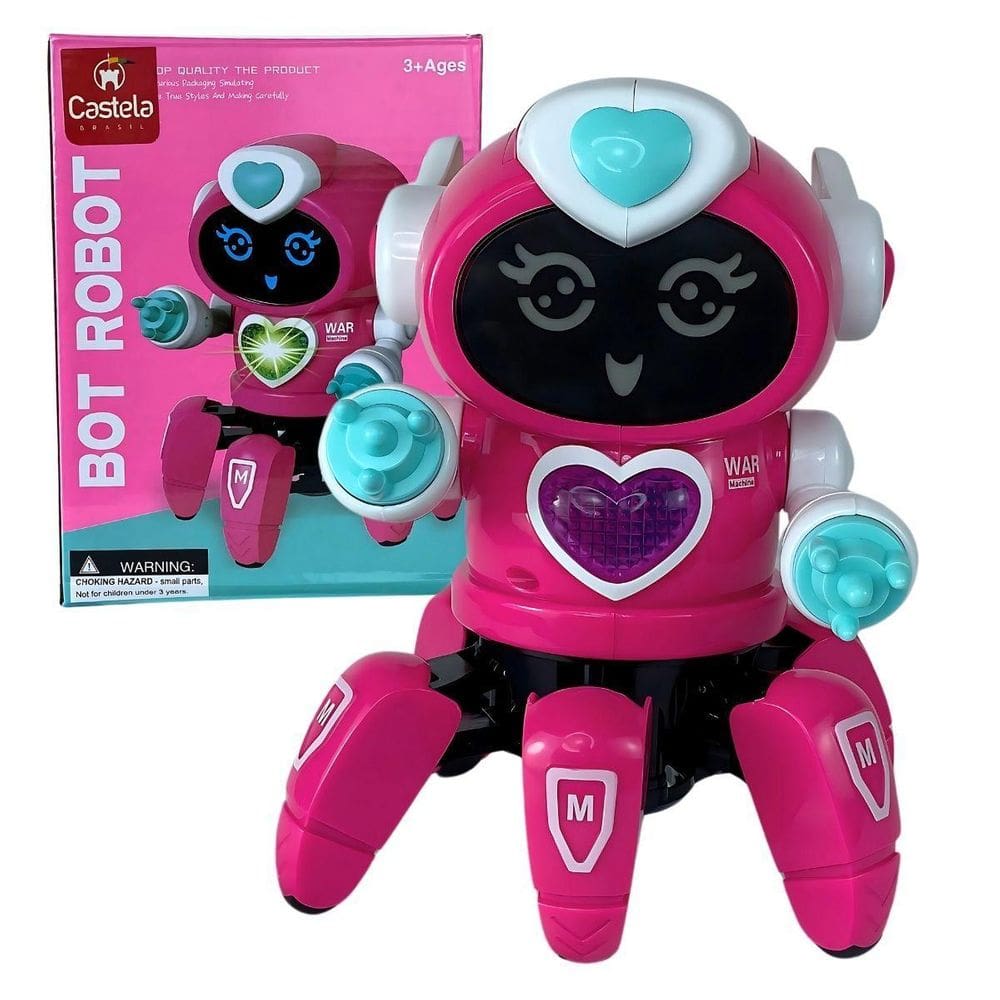 Brinquedo Robô Aranha Dançarina Rosa Com Luz E Som - Castela