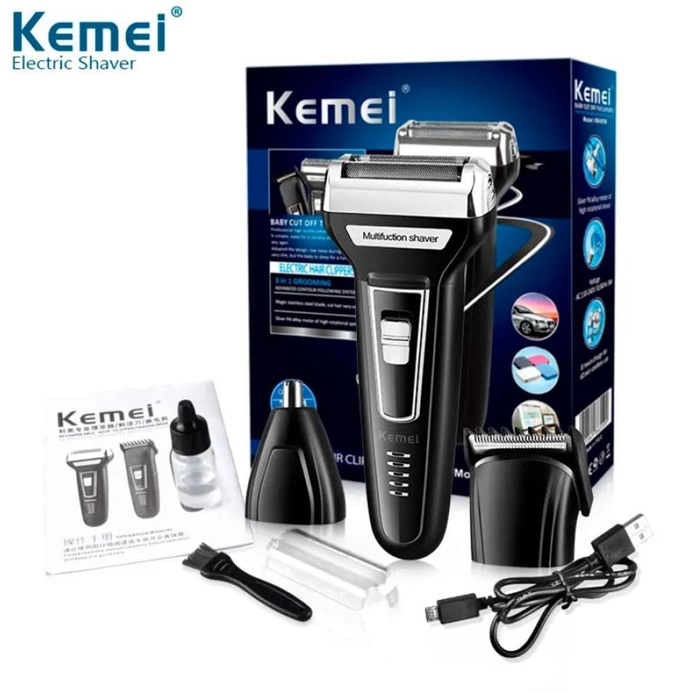 Kit Kemei 3 Em 1 Para Barbearia E Uso Diário