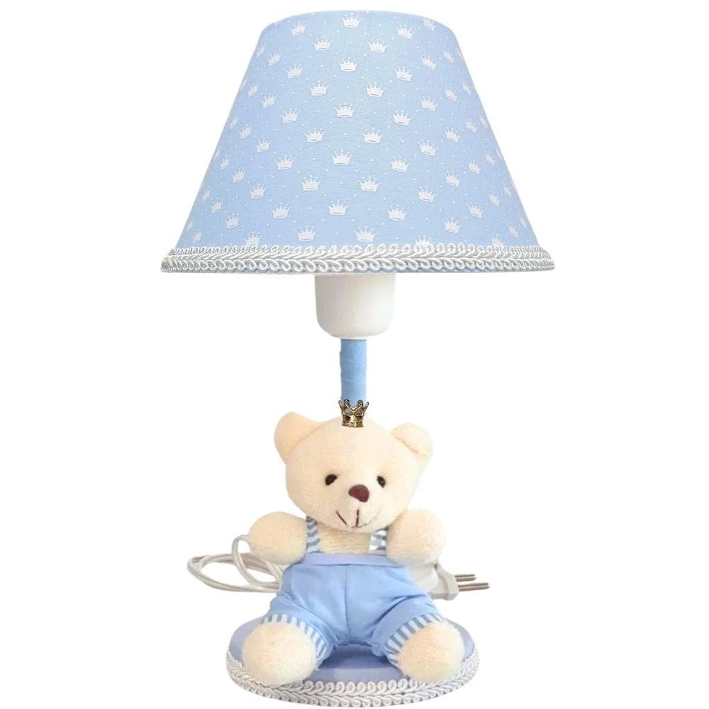 Abajur Infantil Bebê Menino Urso Príncipe Realeza