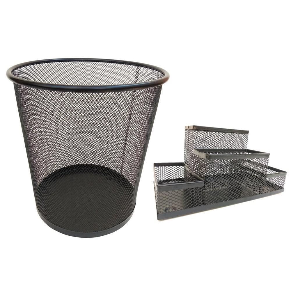 Kit Organizador De Mesa E Lixeira De Escritório