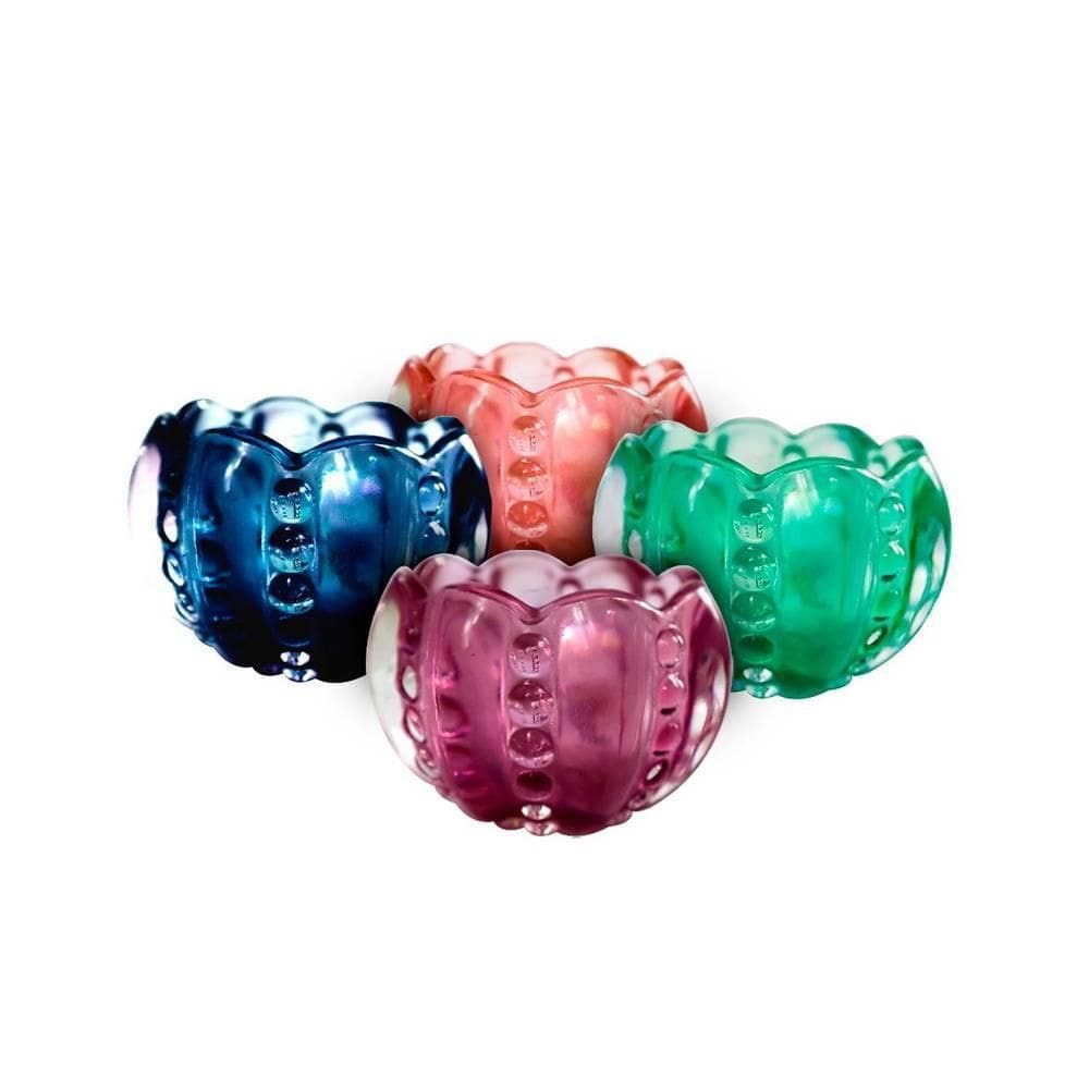 Kit 03 Porta Velas Castiçal Flor De Vidro Colorido Decoração