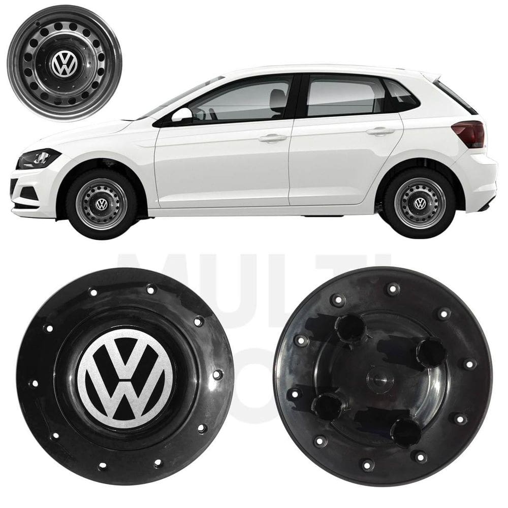 1X Calota Centro Roda Ferro Aro 14 Vw Polo 2018 A 2022 Preto
