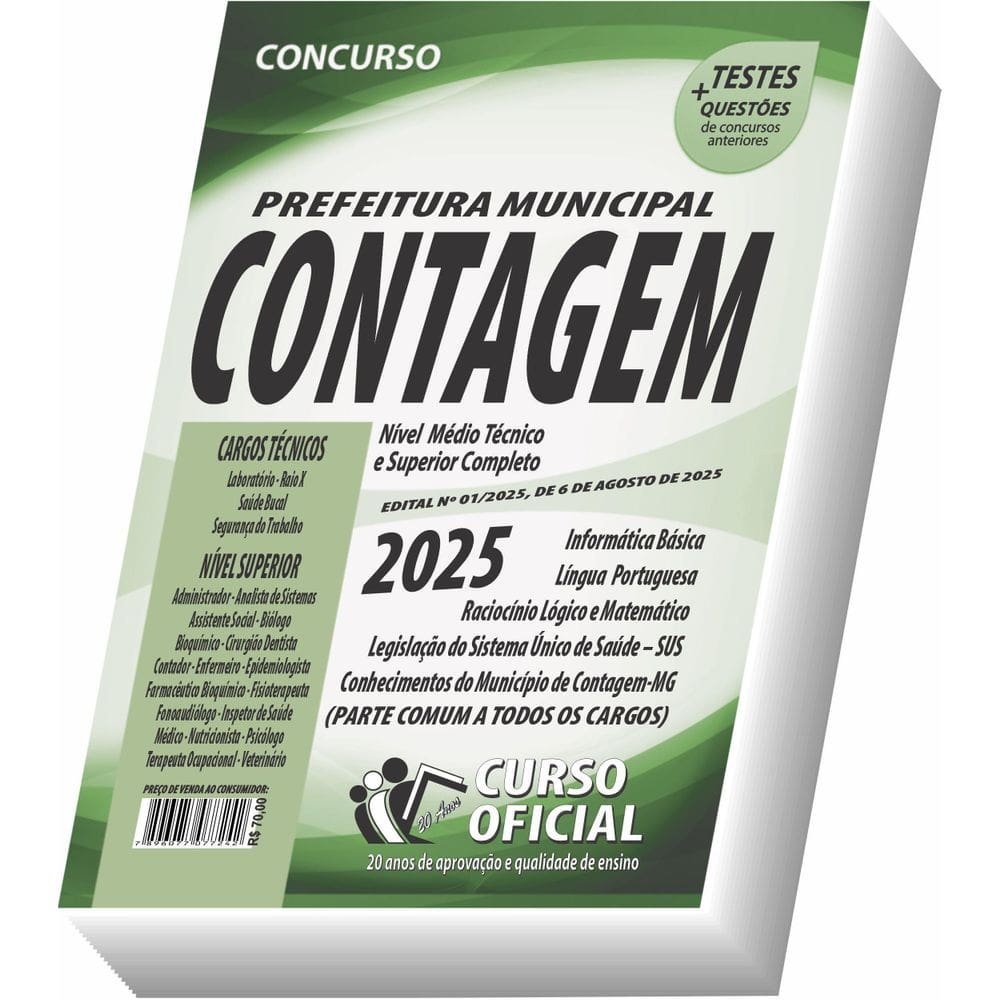 Apostila Contagem Mg Médio Técnico E Superior - Parte Comum