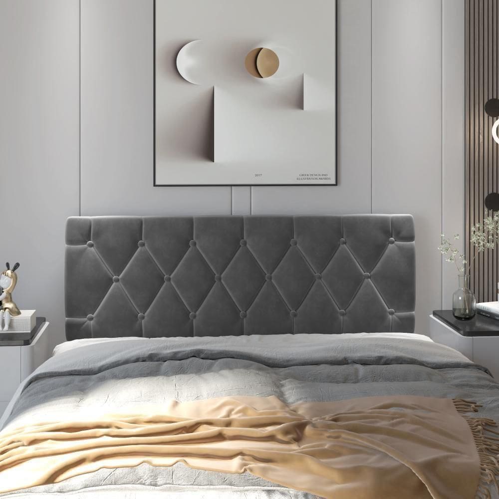 Cabeceira Almofadada Paris 90 Cm - Suspensa Suede Mdf Cinza - Movelove