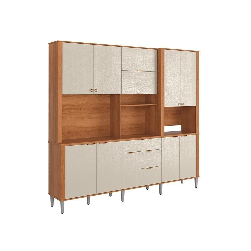 Cozinha Compacta Astra - 2,40m 10 Portas E 4 Gavetas - Lukaliam Móveis Jequitiba-areia Jequitiba-areia