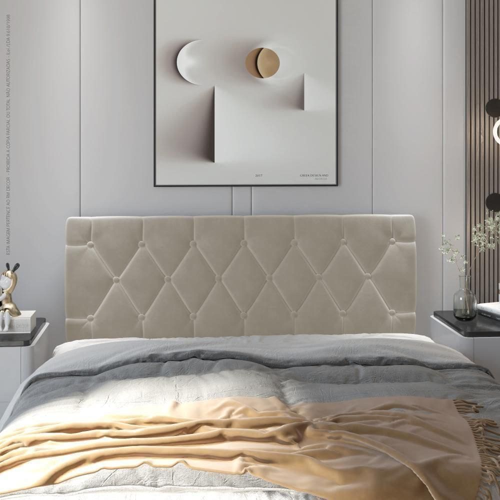 Cabeceira Almofadada Paris 90 Cm - Suspensa Suede Mdf Pérola - Movelove