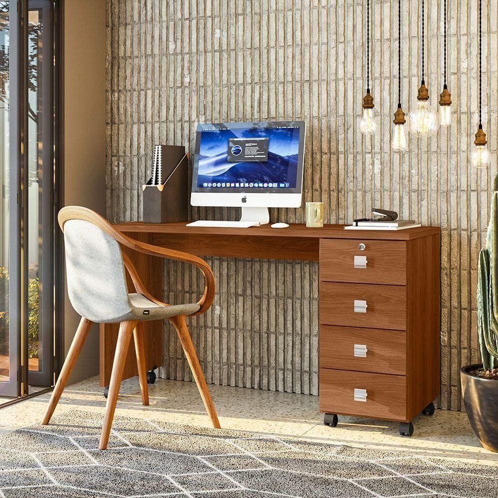 Escrivaninha Para Computador Office Em Mdp 25mm Com 4 Gavetas Dubai Lukaliam Móveis Jequitiba Jequitiba