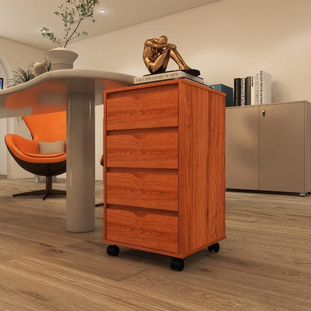 Gaveteiro Multiuso 4 Gavetas Com Rodizios Nature Nature