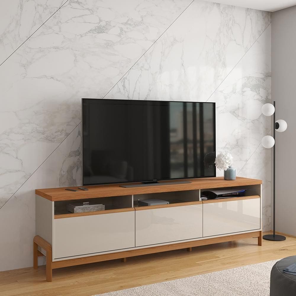 Rack Para Até 70 Polegadas 1 Porta E 2 Gavetas Elegance 2,13m Lukaliam Móveis Off White-jequitiba Off White-jequitiba