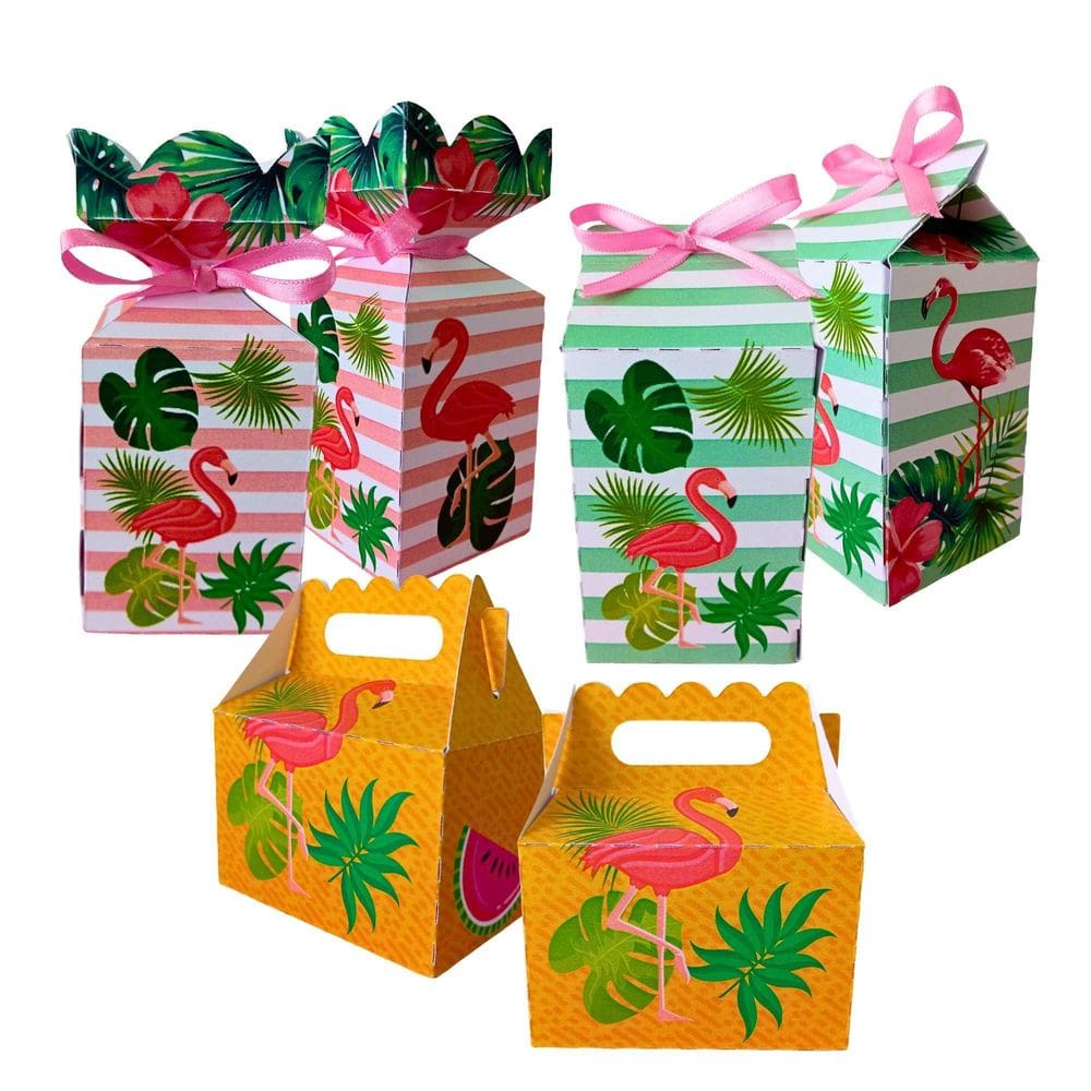 Kit 30 Caixinhas Lembrancinhas Tema Flamingo Tropical