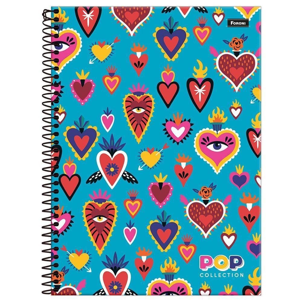 Caderno Univ 20 Matérias 400Fl Pop Collection Coração Foroni