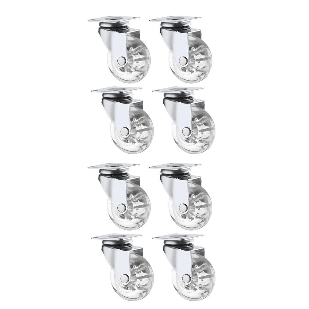 Kit 8 Rodízios De Silicone 50Mm Transparente Base Giratória