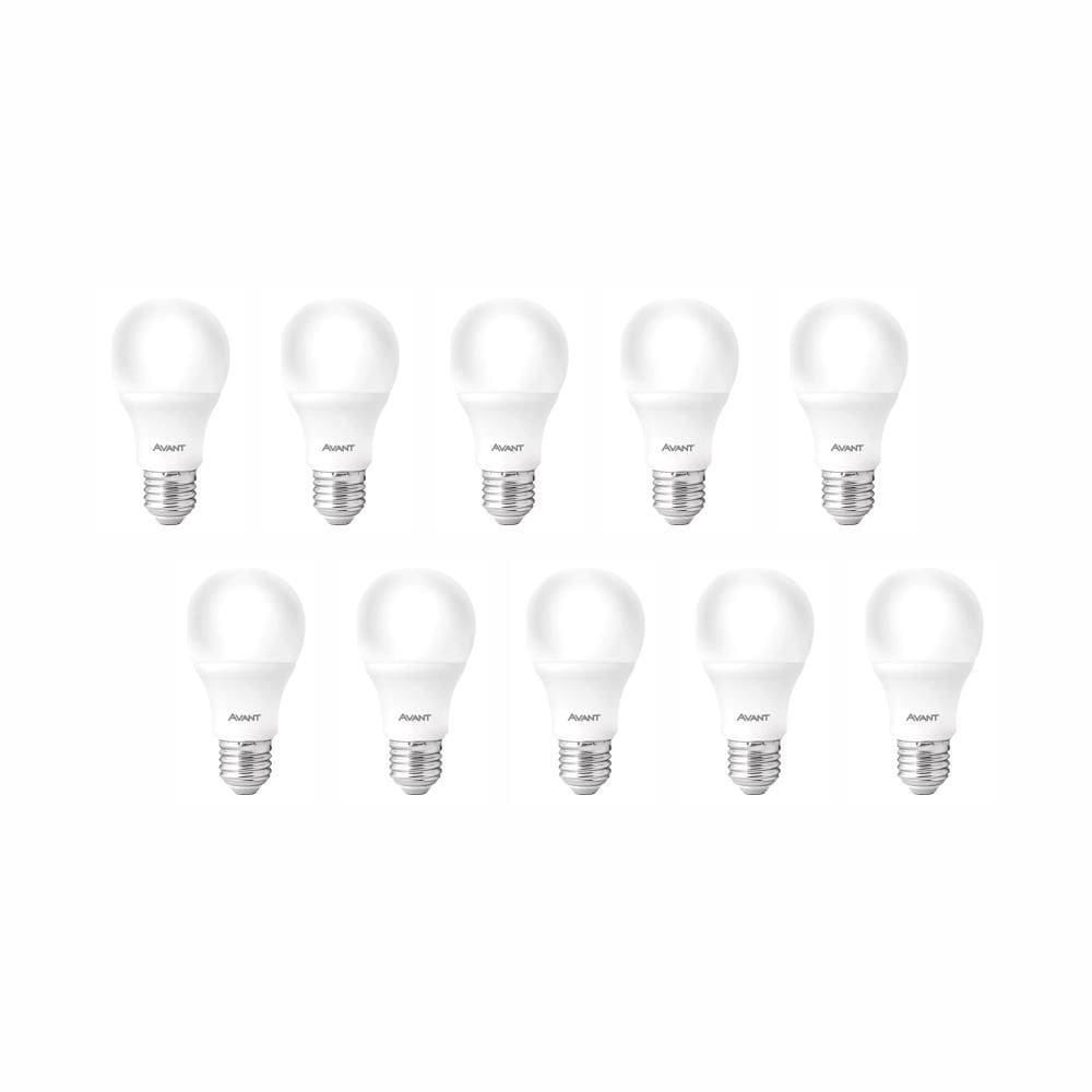 Kit 10 Lâmpadas Led Pera 7W Bivolt E27 6500K Luzbranca Avant