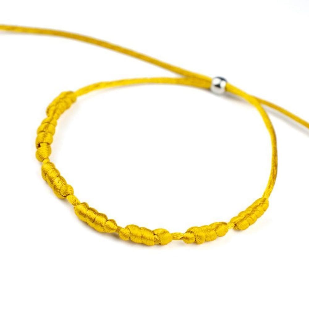 Pulseira Kabbalah Sete Nós Cetim Dourada Prosperidade