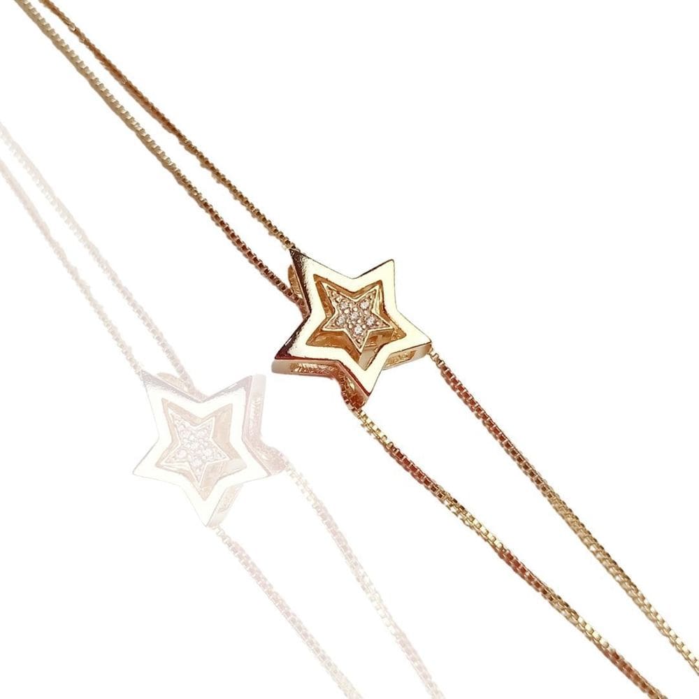 Pulseira Estrela Banhada A Ouro 18K