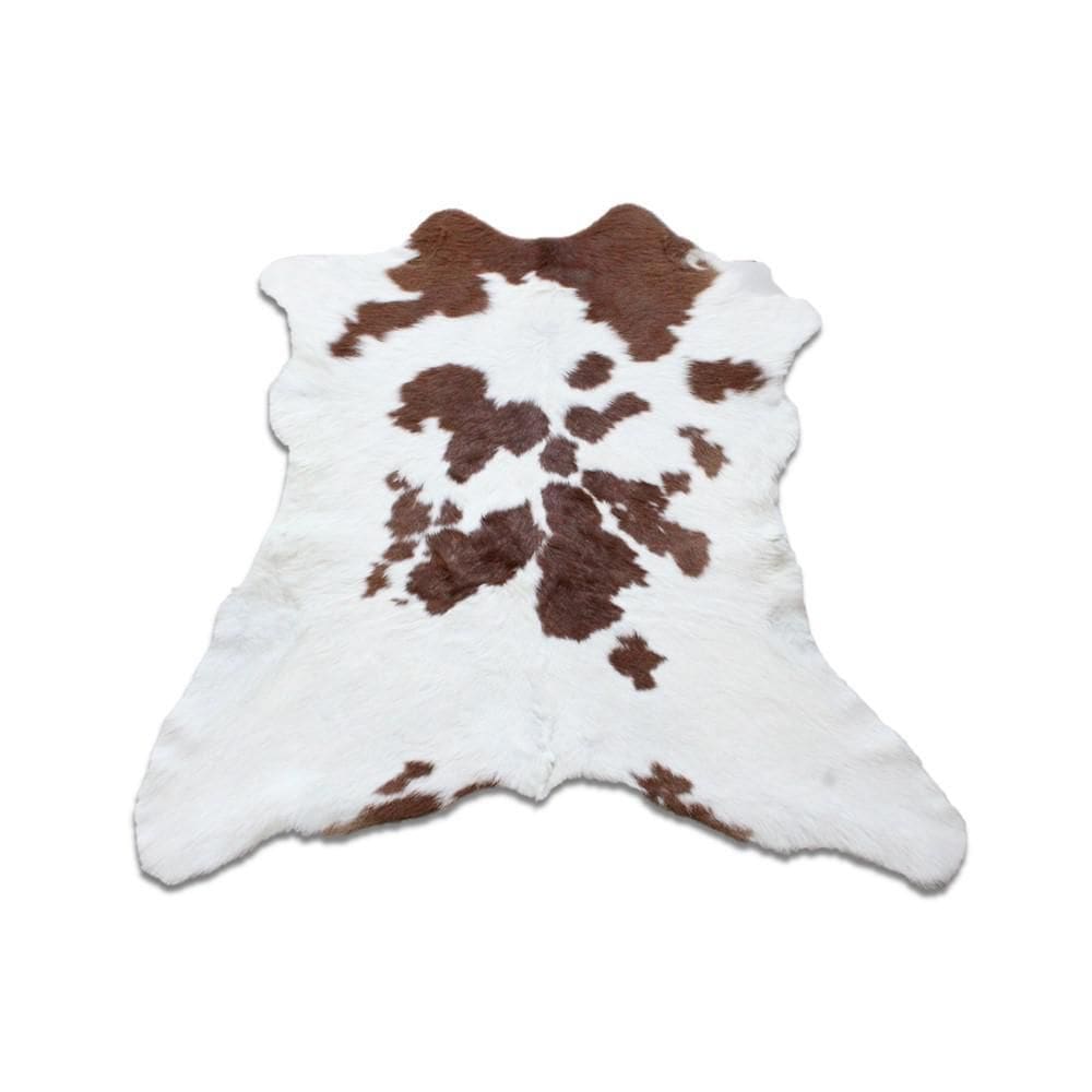 Tapete De Couro Pele Pequena Bezerro Marrom E Branco