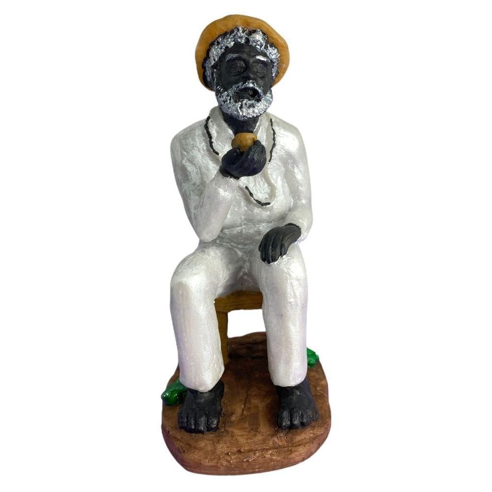 Escultura Preto Velho 15 Cm Em Resina