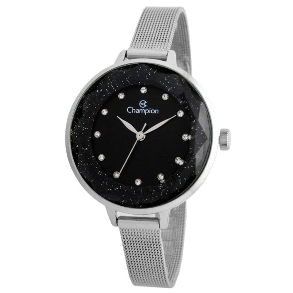Relógio CHAMPION feminino analógico prata preto CF24322T