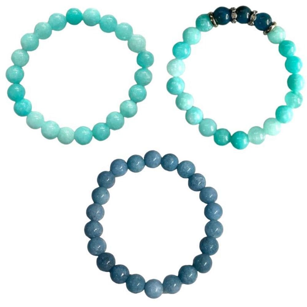Pulseira Pedra Natural Água Marinha 8Mm - Escolha A Cor