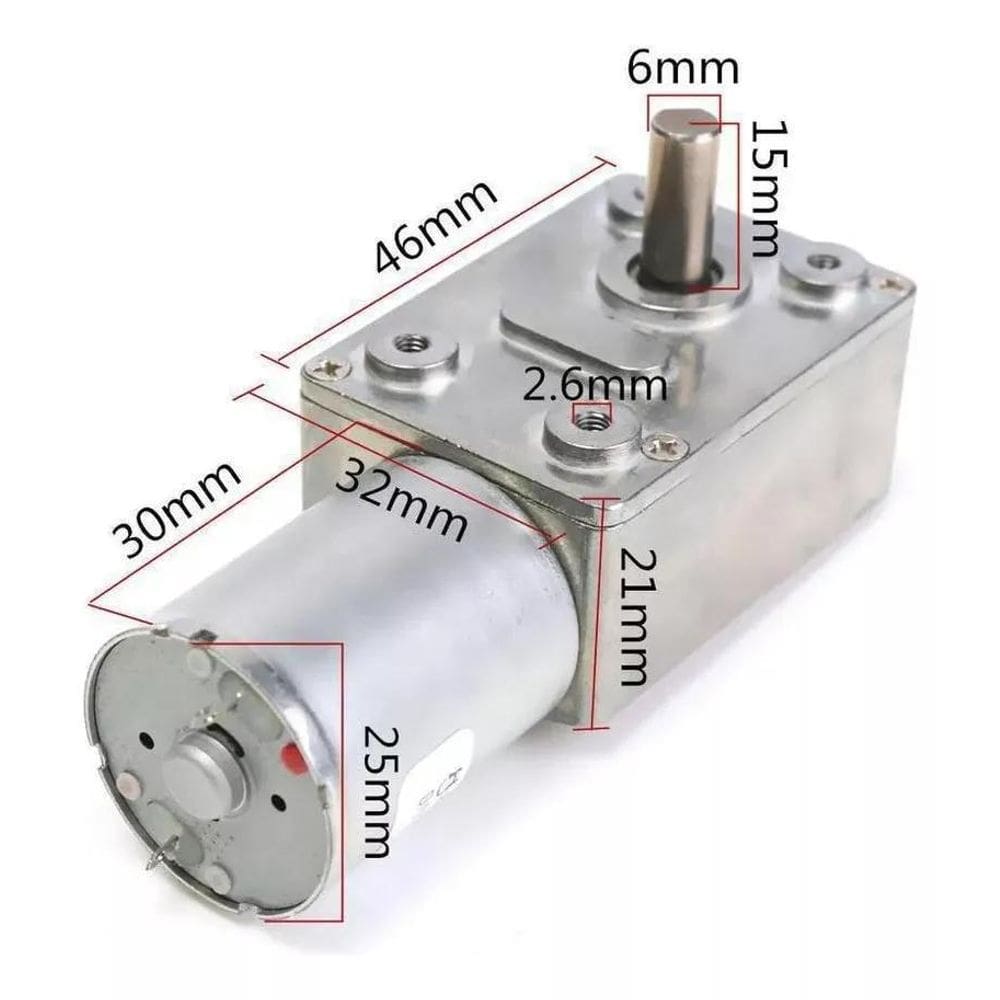 Motor Redução Metálica Reversível Jgy370 12V 20Rpm C/Nota