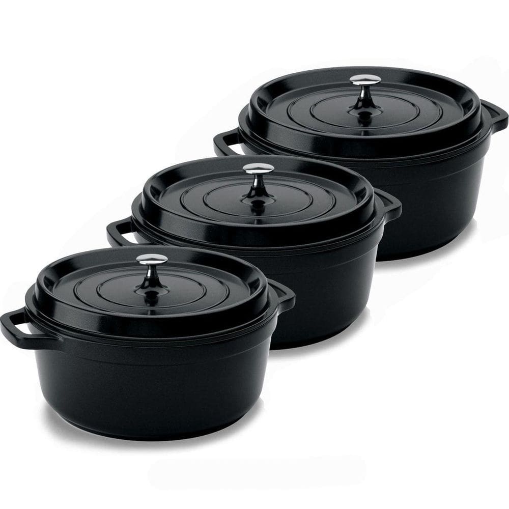 Conjunto Caçarola Hercules Cerâmica Preto 6,8L  x3
