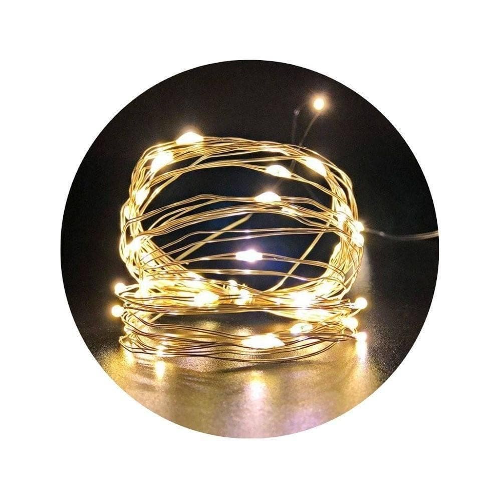 Kit 03 Fio De Fada Led Branco Quente 5 Metros Decoração Luz