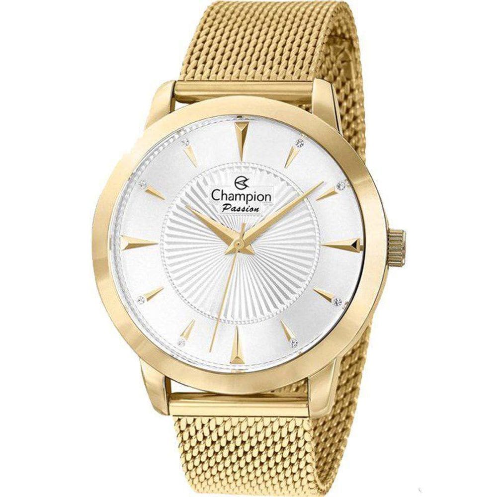 Relógio CHAMPION feminino dourado strass esteira CN29258X