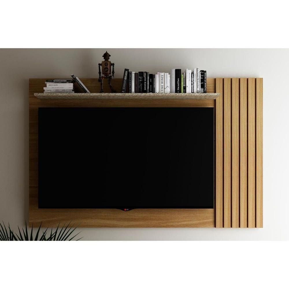 Painel Quarto P- Tv Até 65 Pol Pa2914 Ripado C- Prateleira 160x102cm Natural - Tecno Mobili