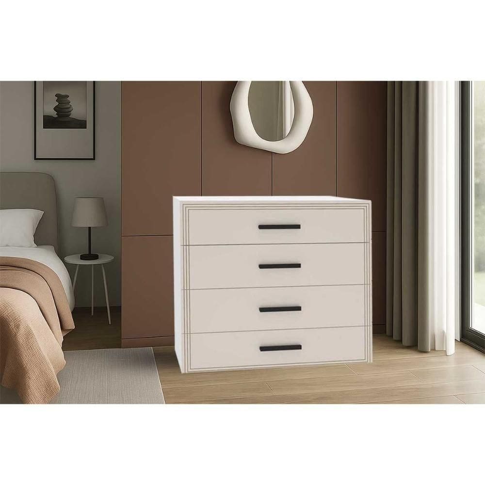Cômoda De Quarto Valência C- 4 Gavetas Branco-creme - Politorno